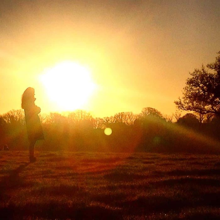 sunrise during the silent walk in winter on retreat