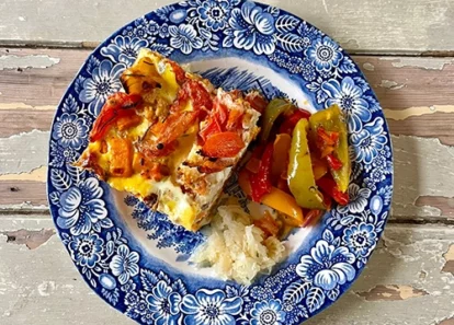 vegetarian frittata and vegetables