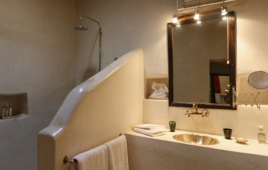 bathroom sink, mirror shower yoga holiday Marrakech