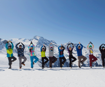 tree pose group in snow
