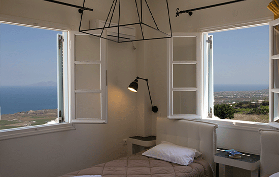bedroom views santorini