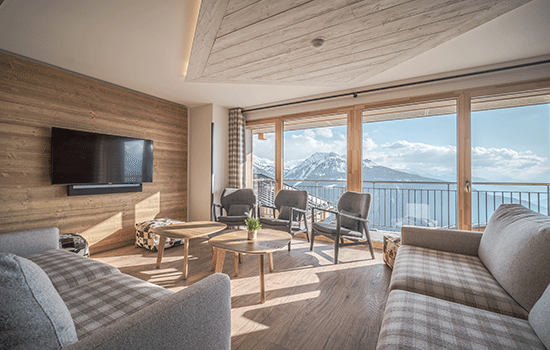livng room and views la rosiere