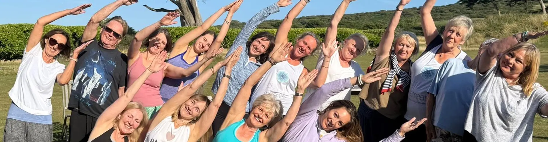 group photo of people on yoga retreat